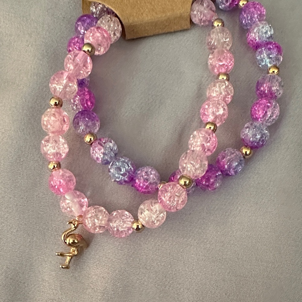 Elegant Flamingo Beaded Bracelet Set
